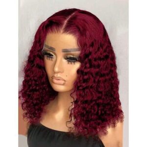 Wigs Human Hair Pre Plucked Red Curly HD Colored Frontal Wet And Wavy Loose Deep Wave with Frontal